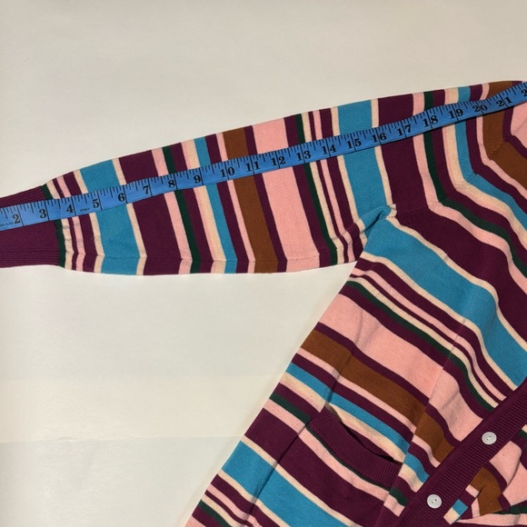 Olivia by Livro Colorful Striped cotton oversized knitwear cardigan XS preppy - Picture 6 of 7